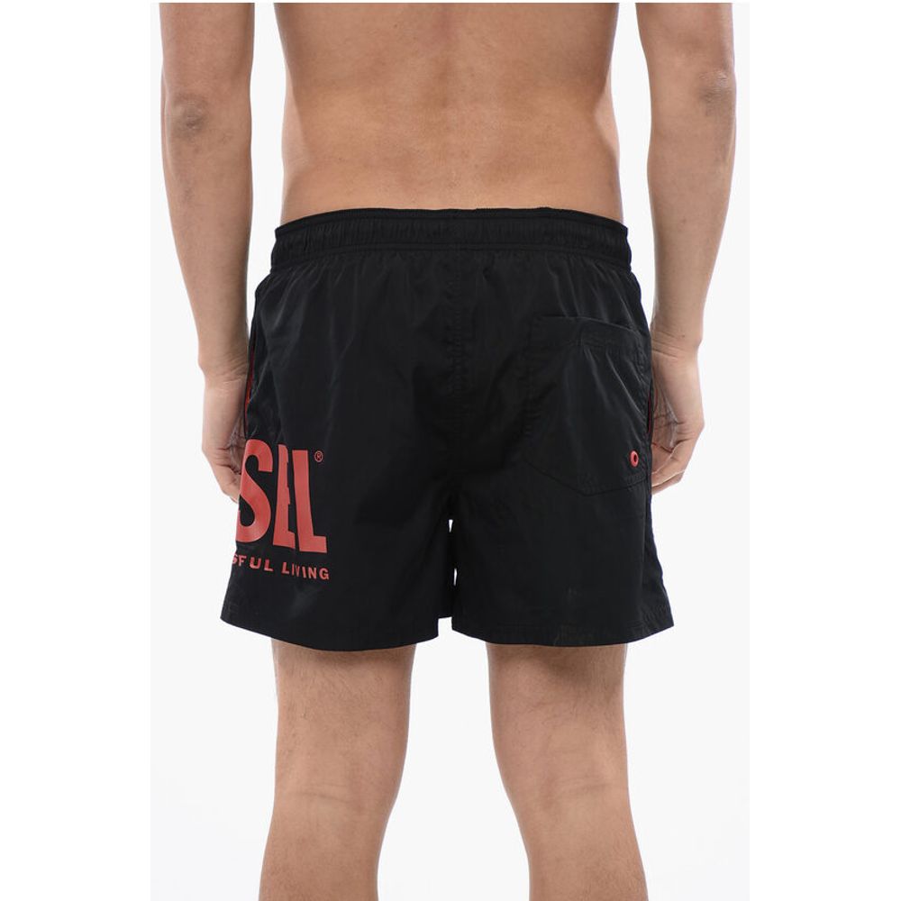 Solid Color BMBX-NICO Swim Shorts with Contrasting Logo