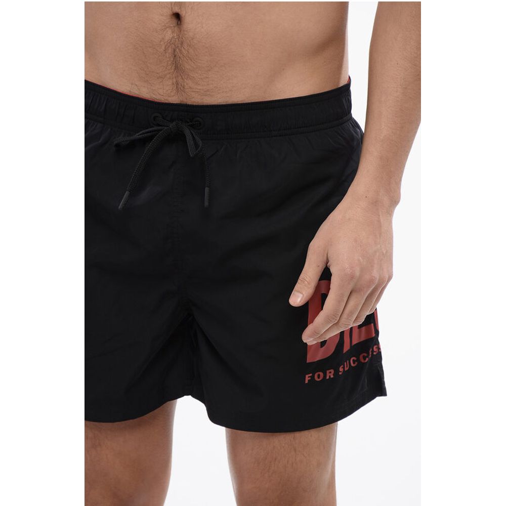 Solid Color BMBX-NICO Swim Shorts with Contrasting Logo