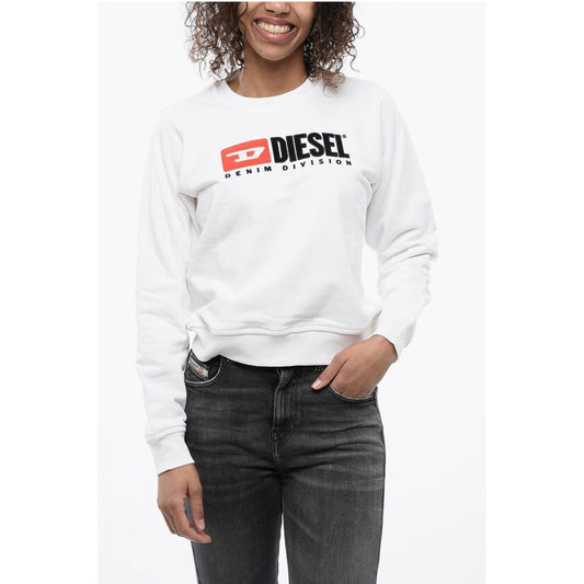 Crew Neck Cropped Sweatshirt with Lettering Logo