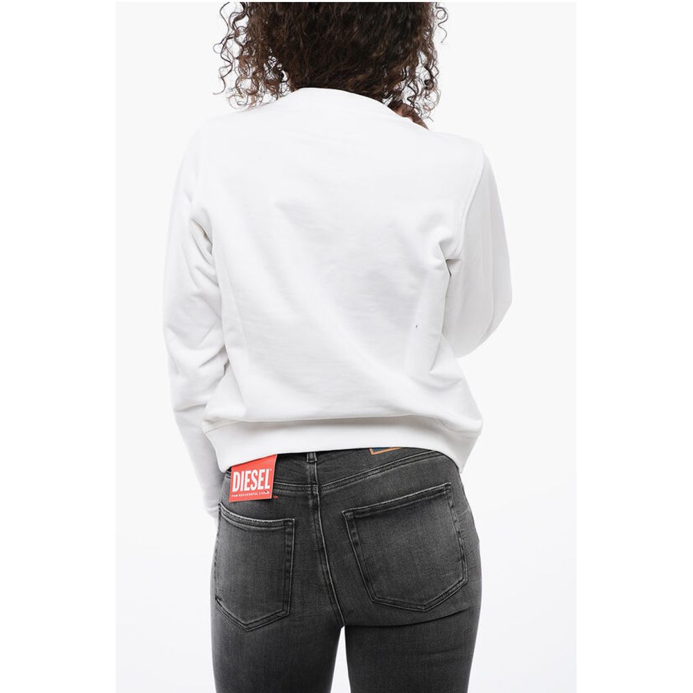 Crew Neck Cropped Sweatshirt with Lettering Logo