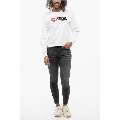 Crew Neck Cropped Sweatshirt with Lettering Logo