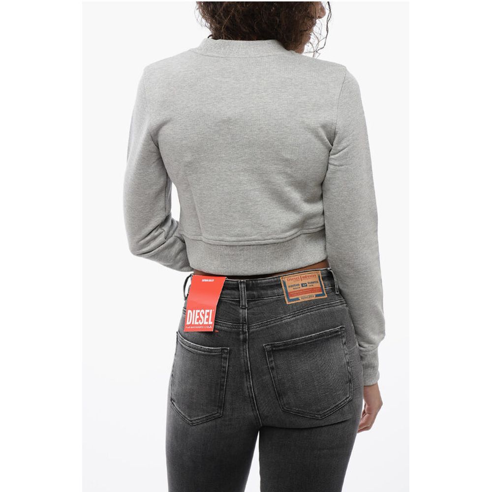 Crew Neck Cropped Sweatshirt with Lettering Logo