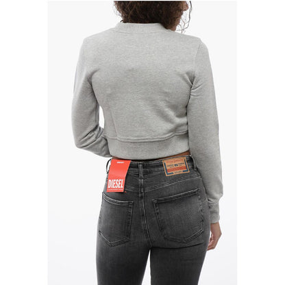 Crew Neck Cropped Sweatshirt with Lettering Logo