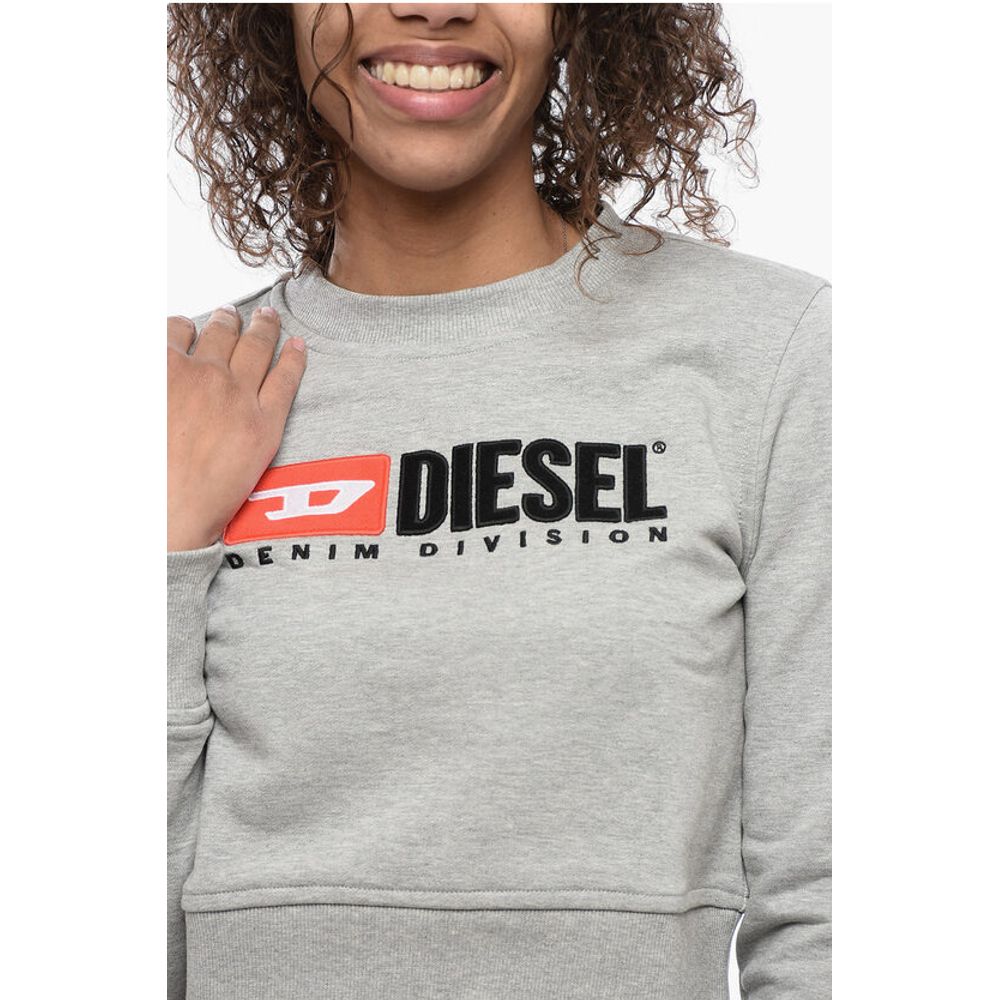 Crew Neck Cropped Sweatshirt with Lettering Logo