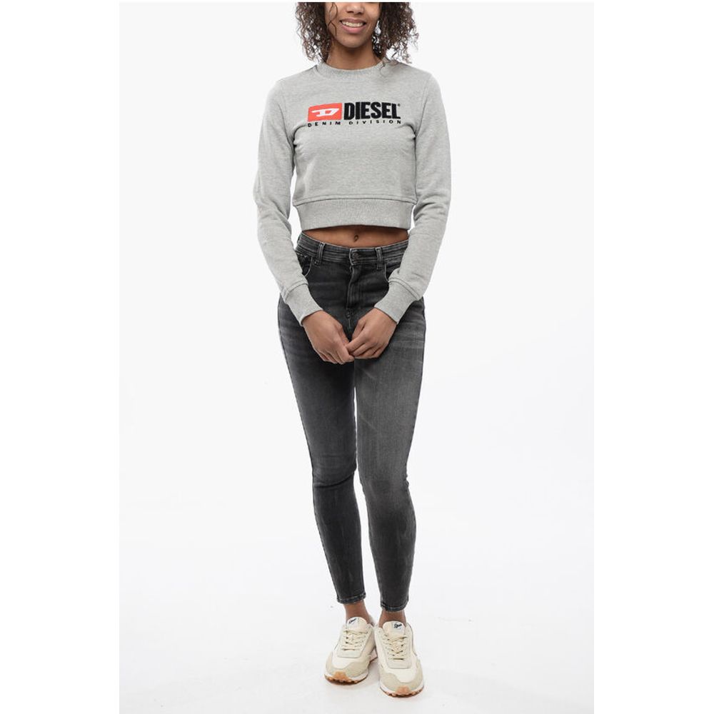 Crew Neck Cropped Sweatshirt with Lettering Logo