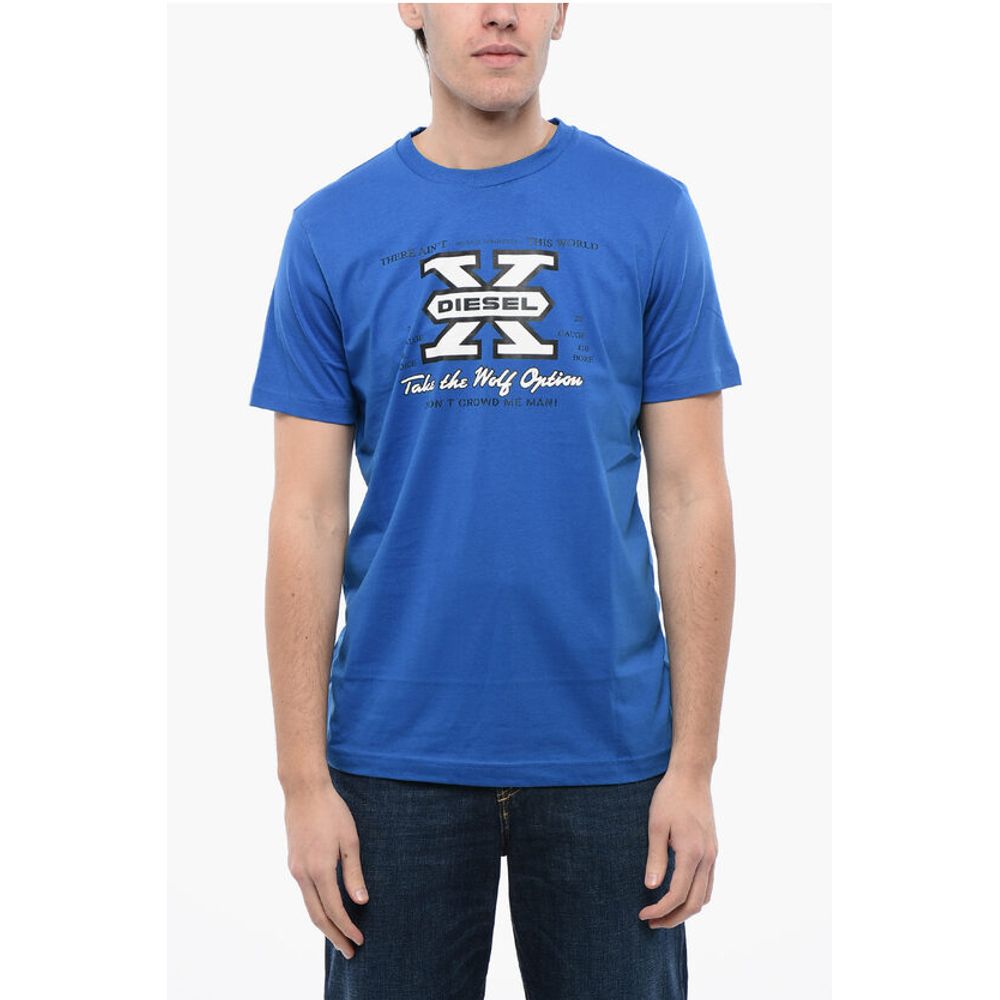 Cotton Crew-neck T-DIEGOR-K48 T-shirt with Frontal Print