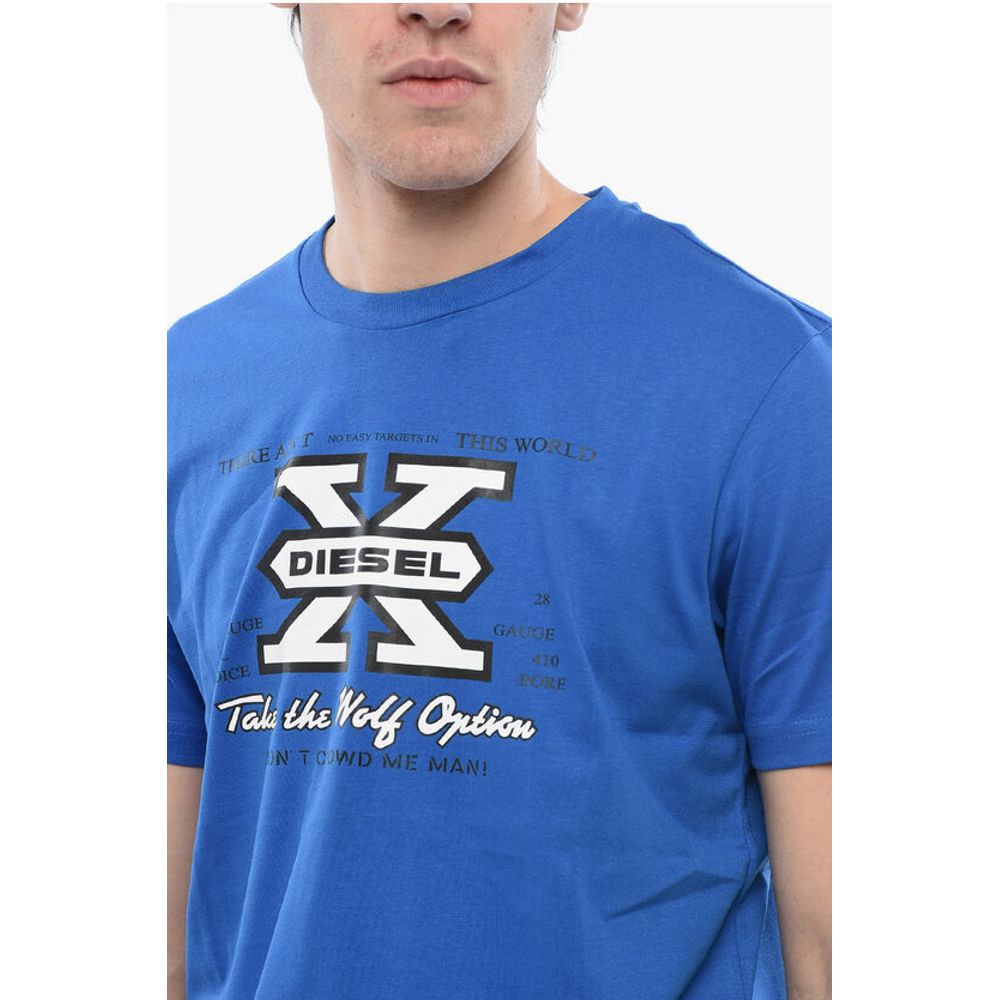 Cotton Crew-neck T-DIEGOR-K48 T-shirt with Frontal Print