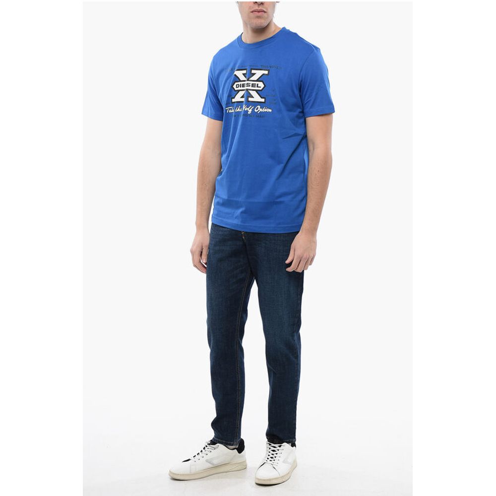 Cotton Crew-neck T-DIEGOR-K48 T-shirt with Frontal Print