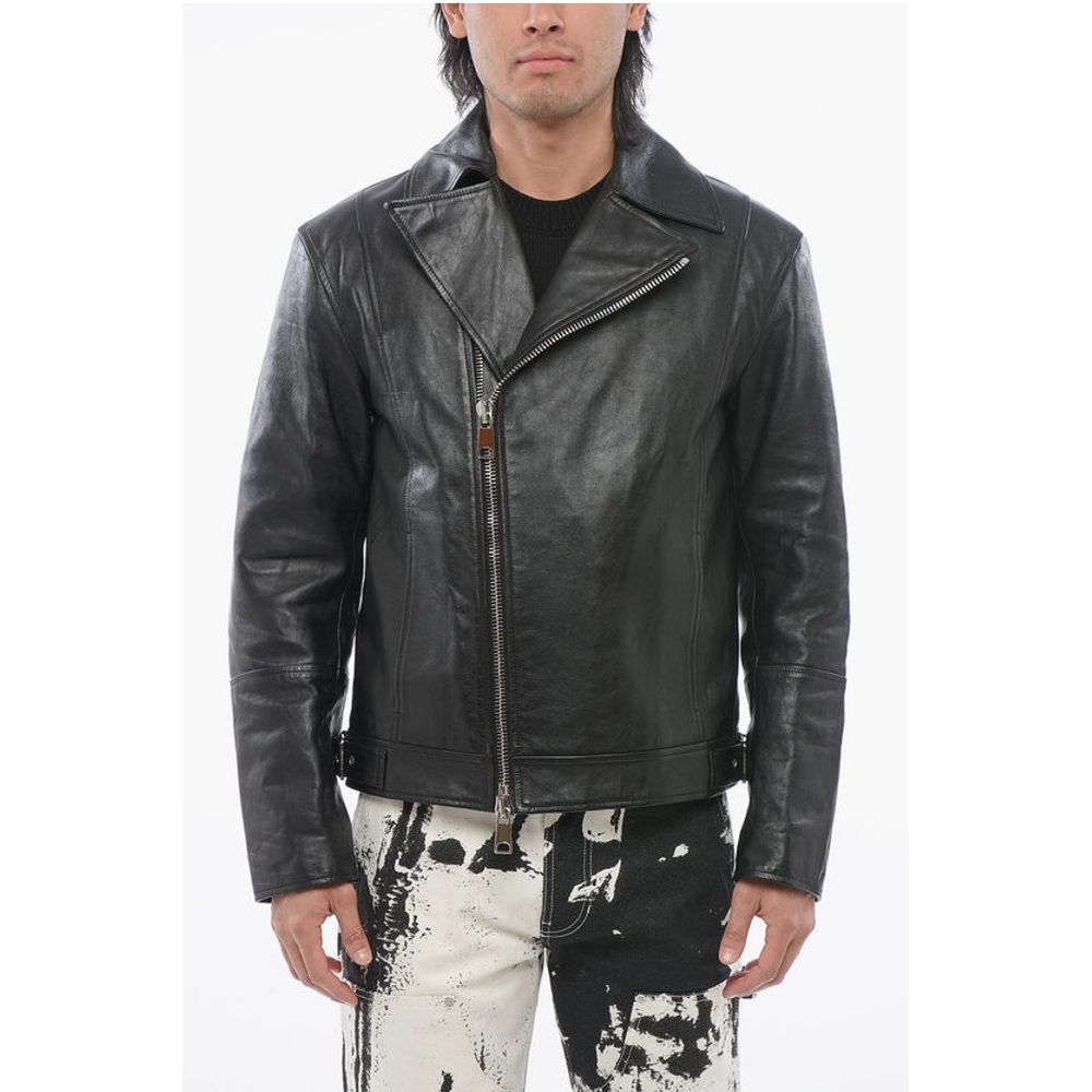 Brushed Leather Quilted Biker Jacket