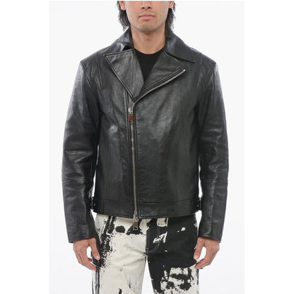 Brushed Leather Quilted Biker Jacket