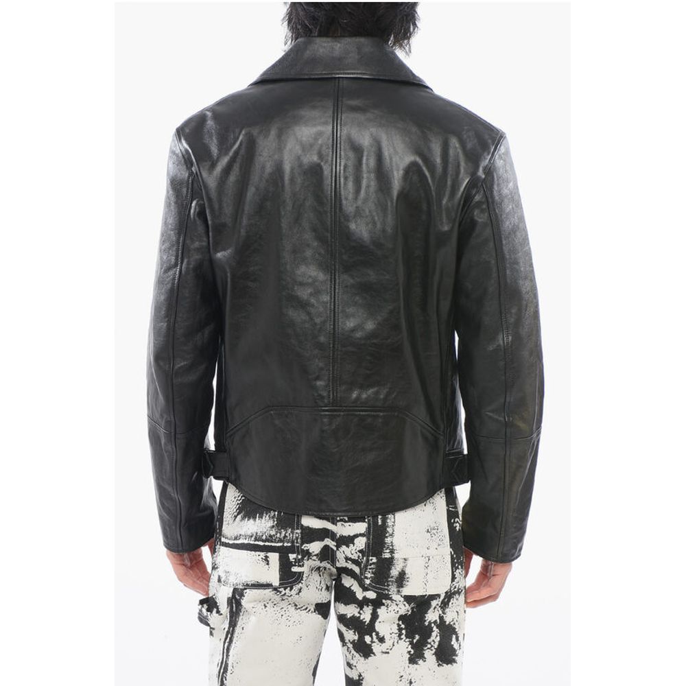 Brushed Leather Quilted Biker Jacket