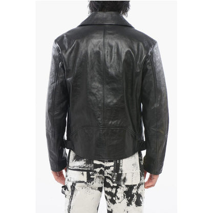 Brushed Leather Quilted Biker Jacket