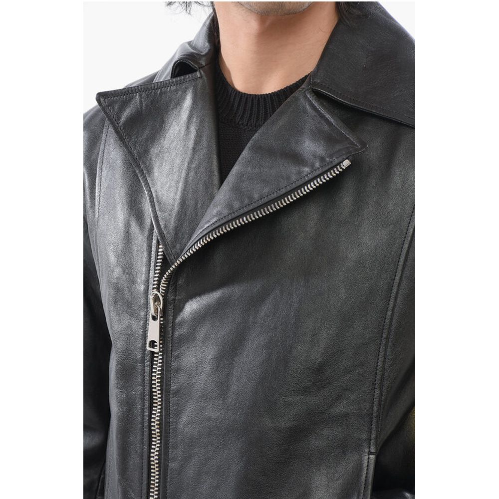 Brushed Leather Quilted Biker Jacket