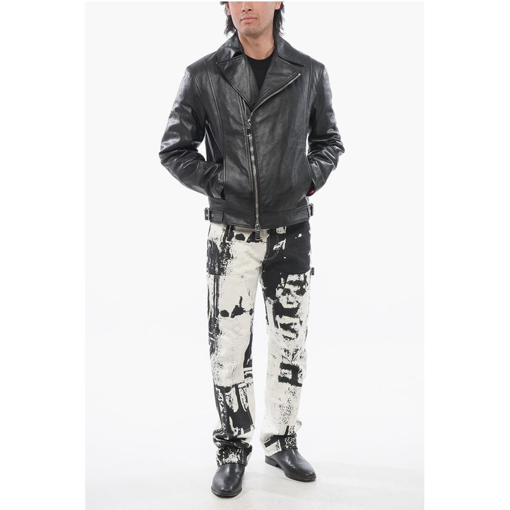 Brushed Leather Quilted Biker Jacket