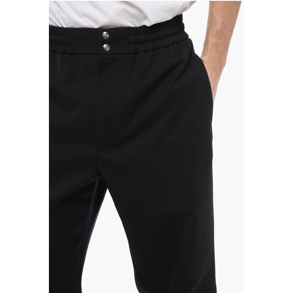 Wool Cuffed Pants with Elastic Waistband