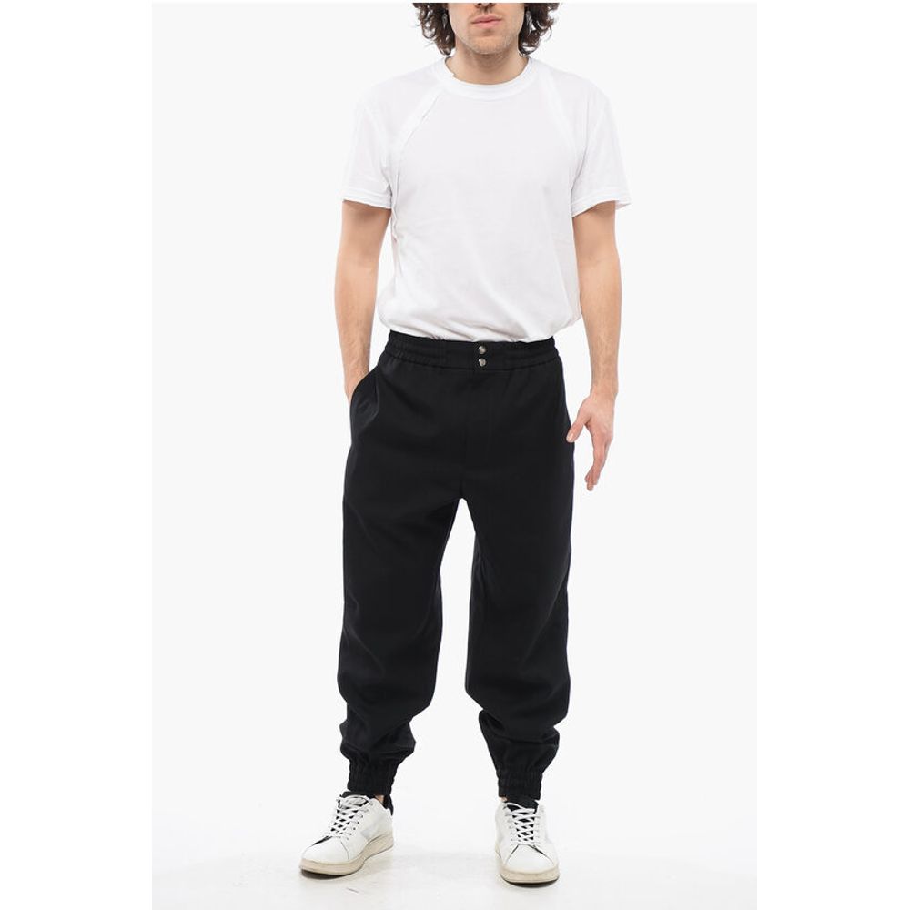 Wool Cuffed Pants with Elastic Waistband