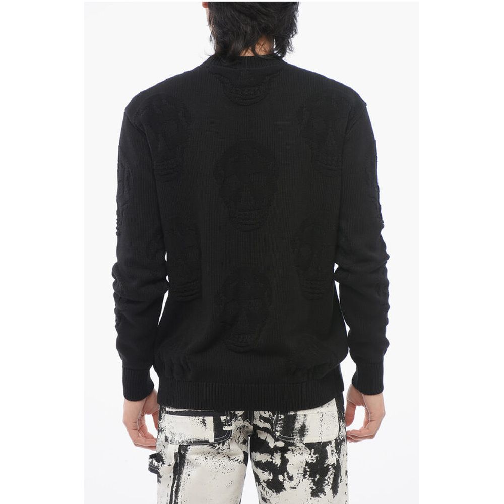 Crew Neck SKULL Jacquard Cotton Sweater