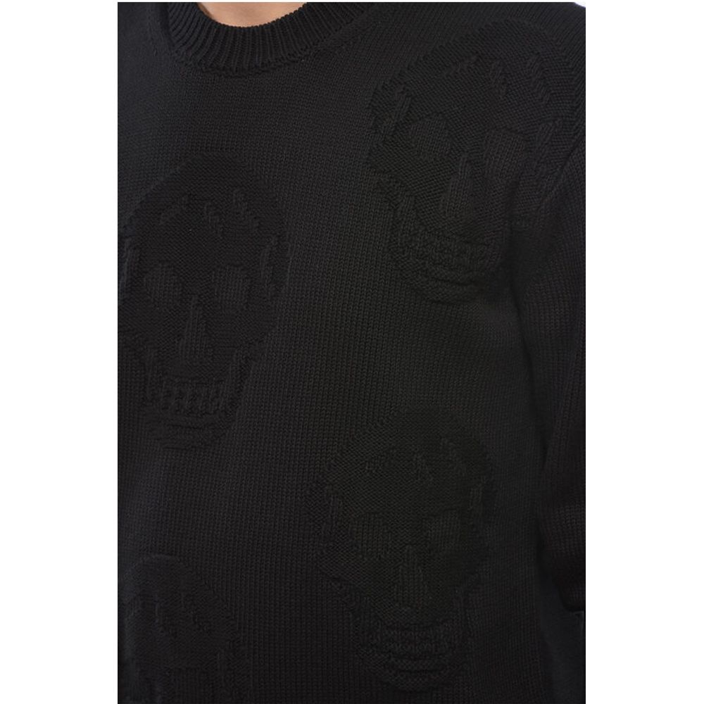 Crew Neck SKULL Jacquard Cotton Sweater