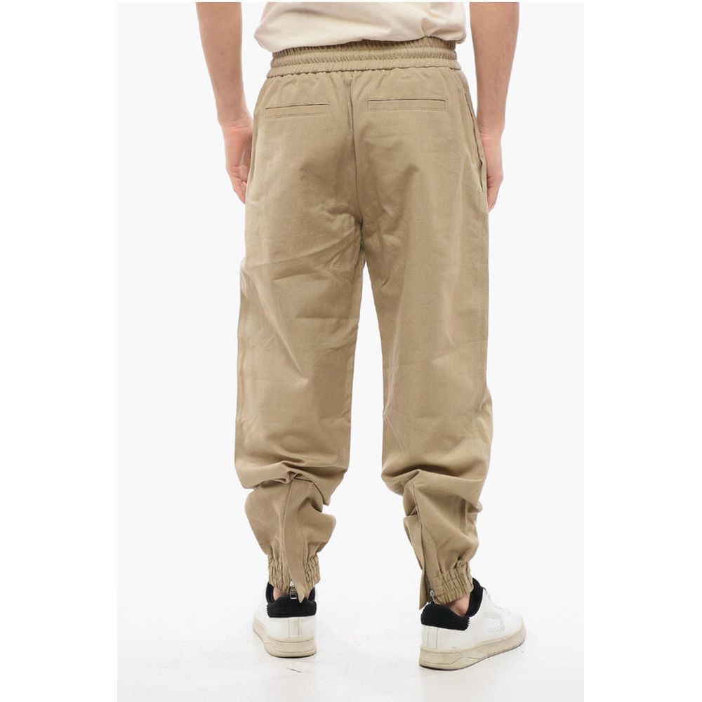 4-Pocketed Cotton Pants with Elastic Cuffs