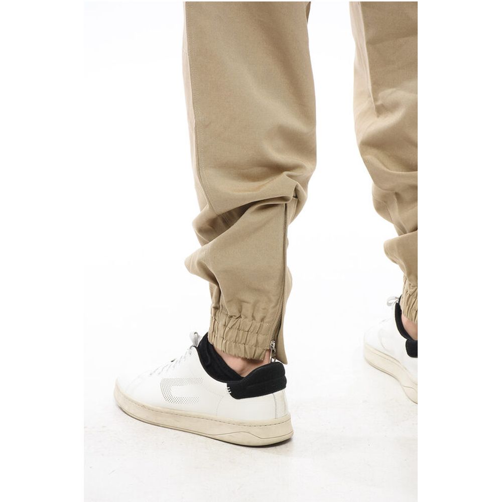 4-Pocketed Cotton Pants with Elastic Cuffs