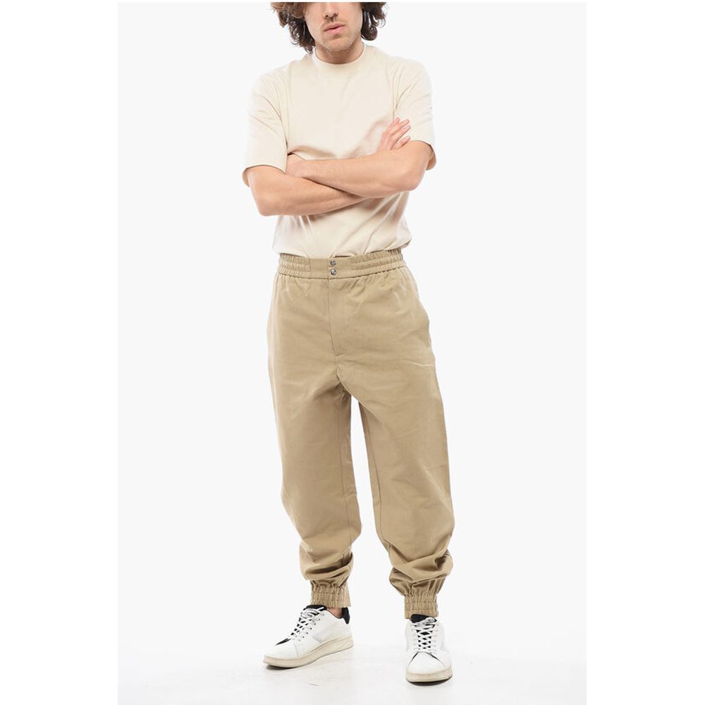 4-Pocketed Cotton Pants with Elastic Cuffs