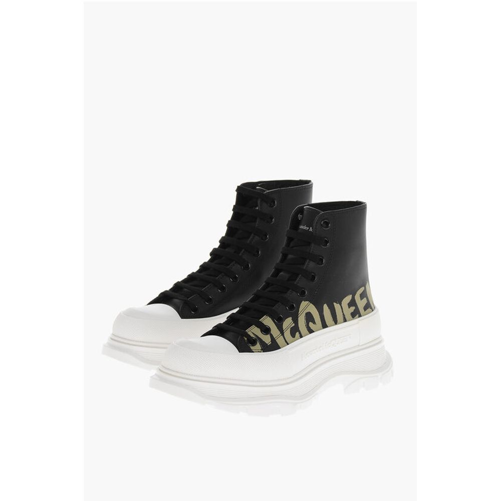 Printed Leather Boots with Platform