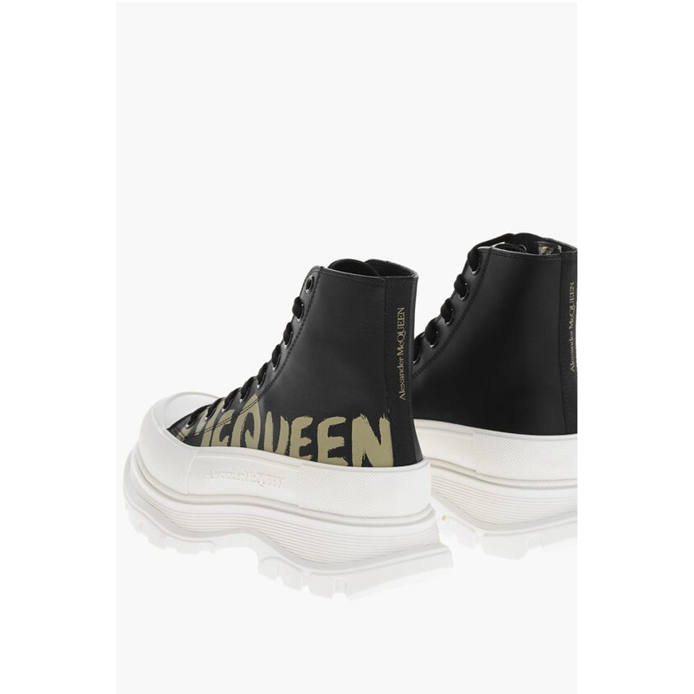 Printed Leather Boots with Platform