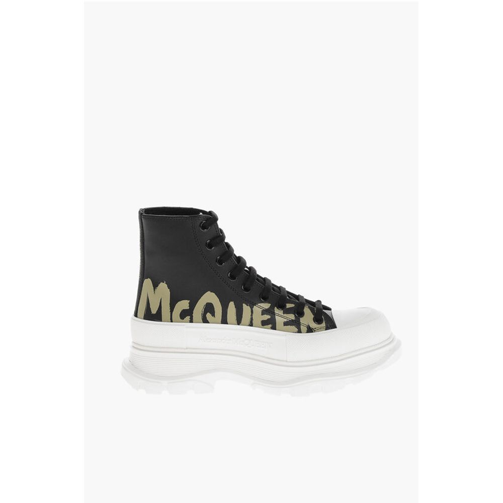 Printed Leather Boots with Platform