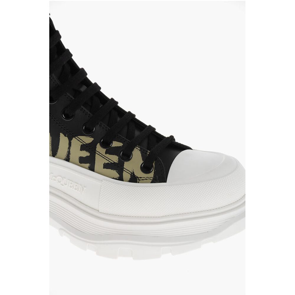 Printed Leather Boots with Platform