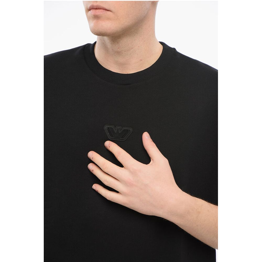 EMPORIO Short-sleeved Crew Neck Sweatshirt with Rubberized L