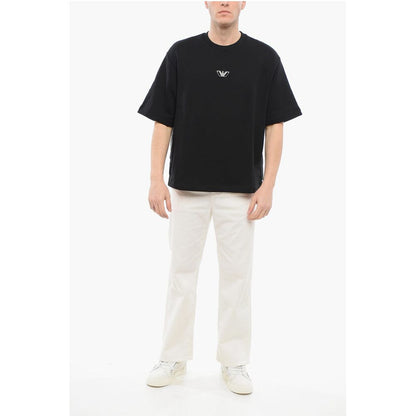 EMPORIO Short-sleeved Crew Neck Sweatshirt with Rubberized L