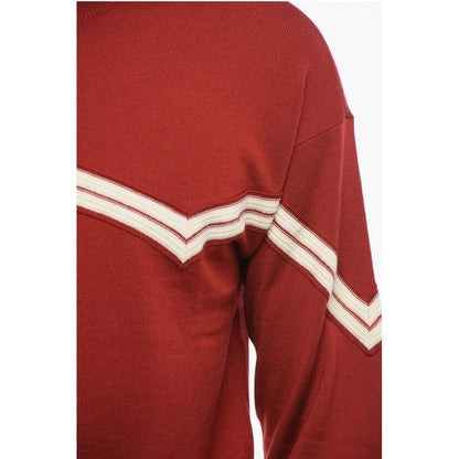 EMPORIO Virgin Wool Sweater with Herringbone Embroidery
