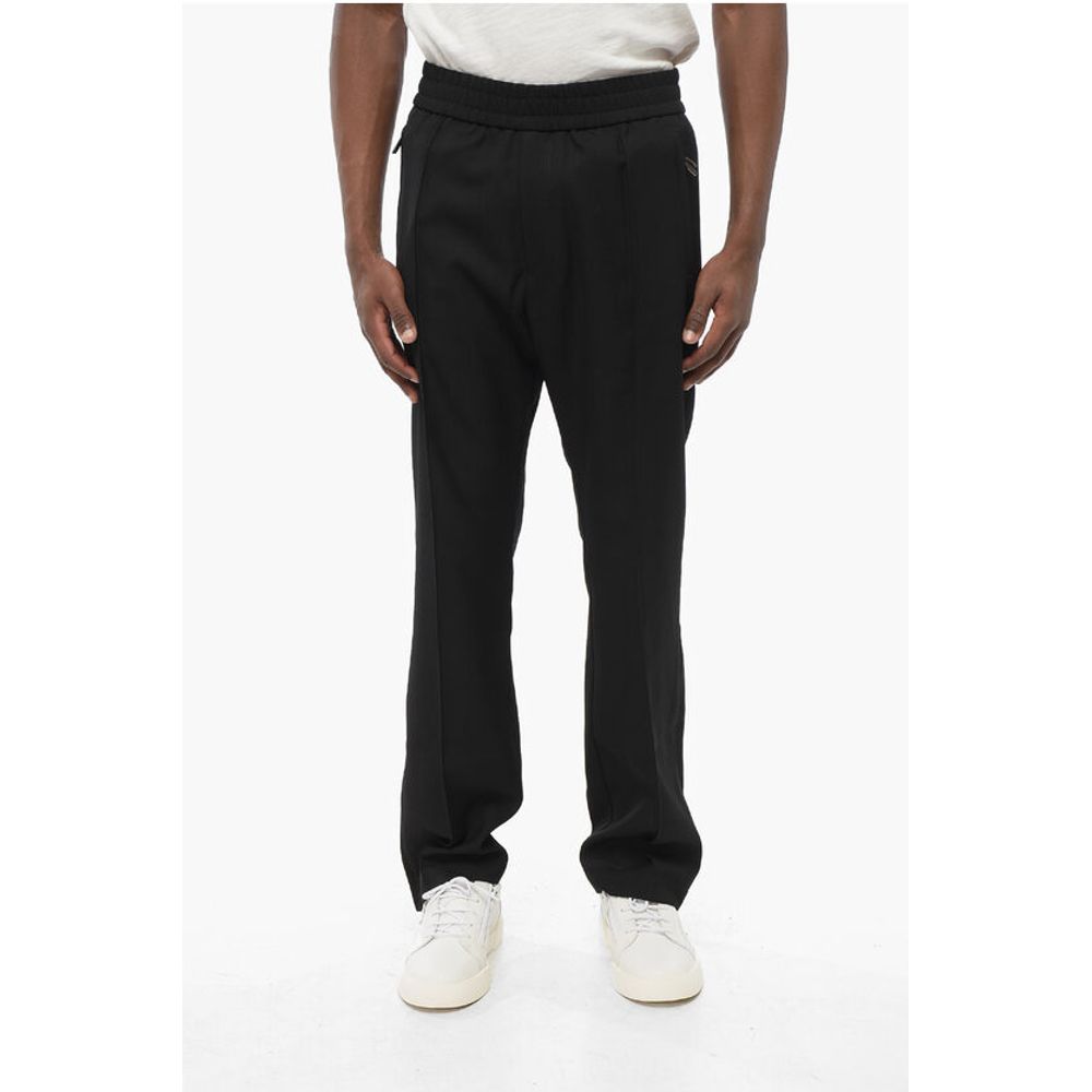 EMPORIO Single-pleated Virgin Wool Pants with Elastic Waistb