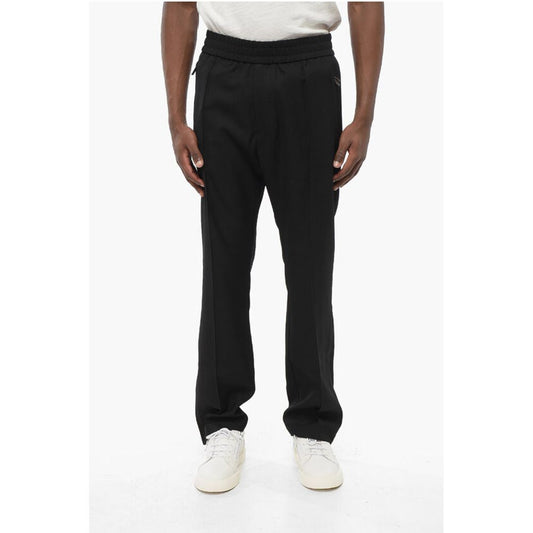 EMPORIO Single-pleated Virgin Wool Pants with Elastic Waistb