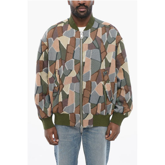 EMPORIO Sustainable Cotton Blend Bomber Jacket with Geometri