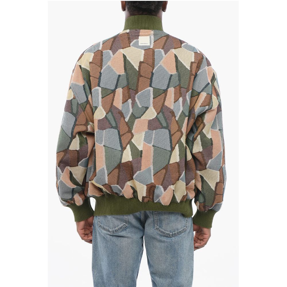 EMPORIO Sustainable Cotton Blend Bomber Jacket with Geometri