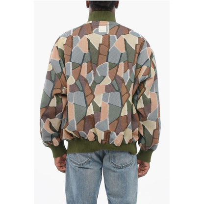 EMPORIO Sustainable Cotton Blend Bomber Jacket with Geometri