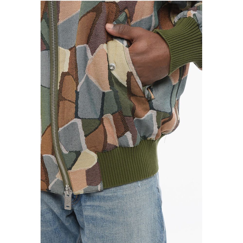 EMPORIO Sustainable Cotton Blend Bomber Jacket with Geometri