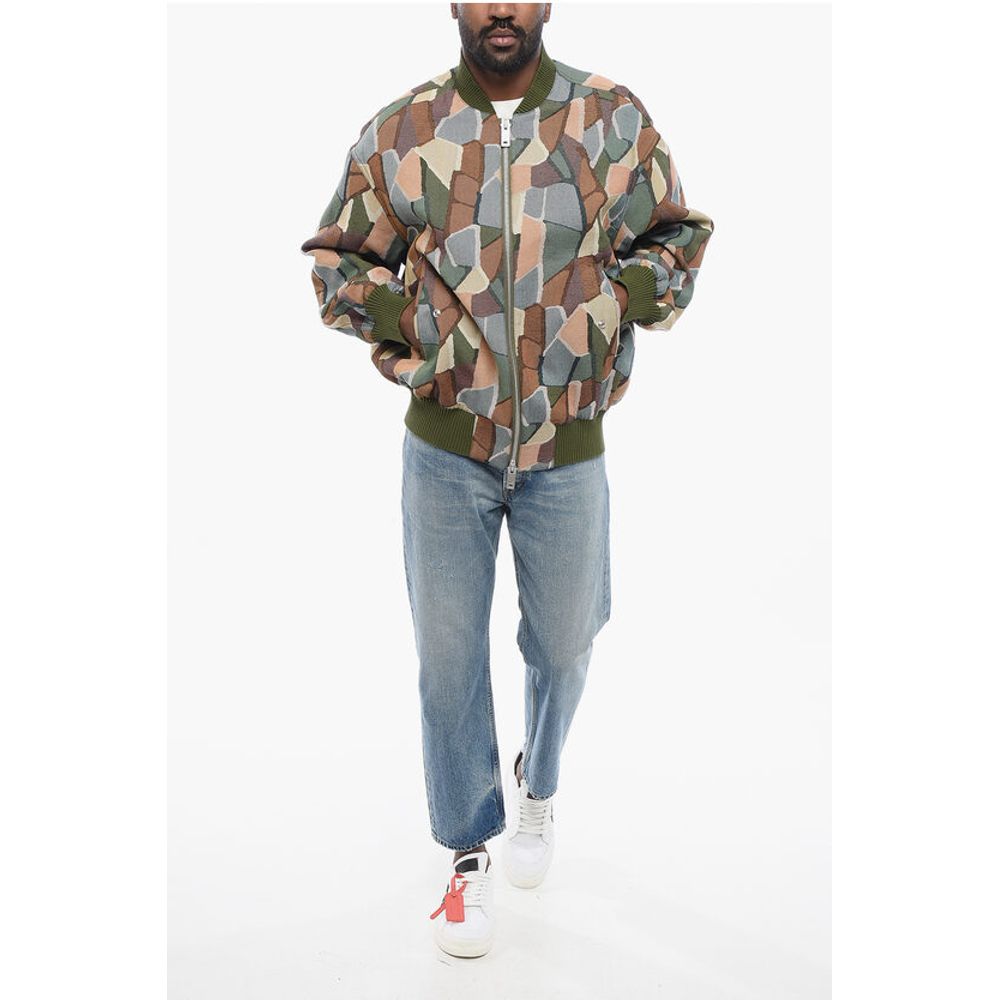 EMPORIO Sustainable Cotton Blend Bomber Jacket with Geometri
