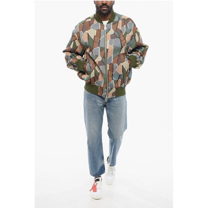 EMPORIO Sustainable Cotton Blend Bomber Jacket with Geometri