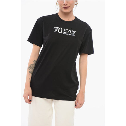 EA7 Crew Neck Cotton T-Shirt with Print