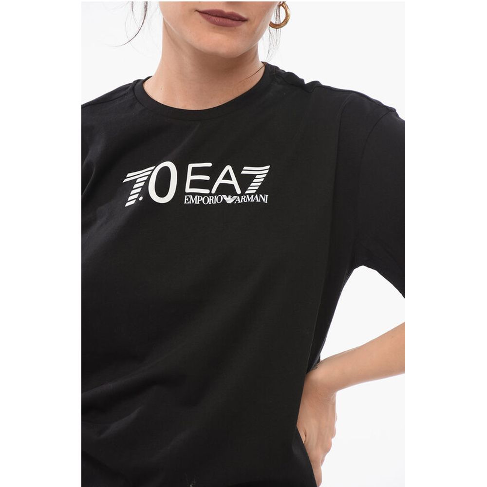 EA7 Crew Neck Cotton T-Shirt with Print