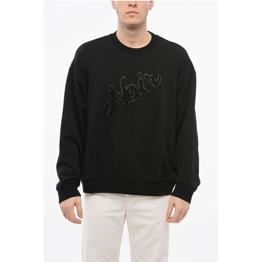 EMPORIO Crew Neck NOIR Sweatshirt with Beaded Embroidery