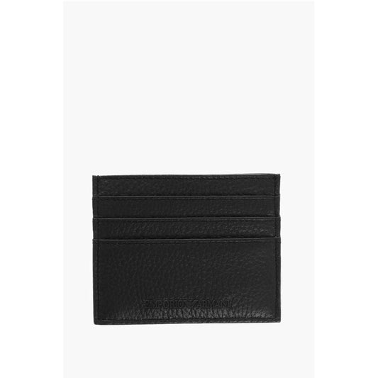 EMPORIO Textured Leather Card Holder with Embossed Logo