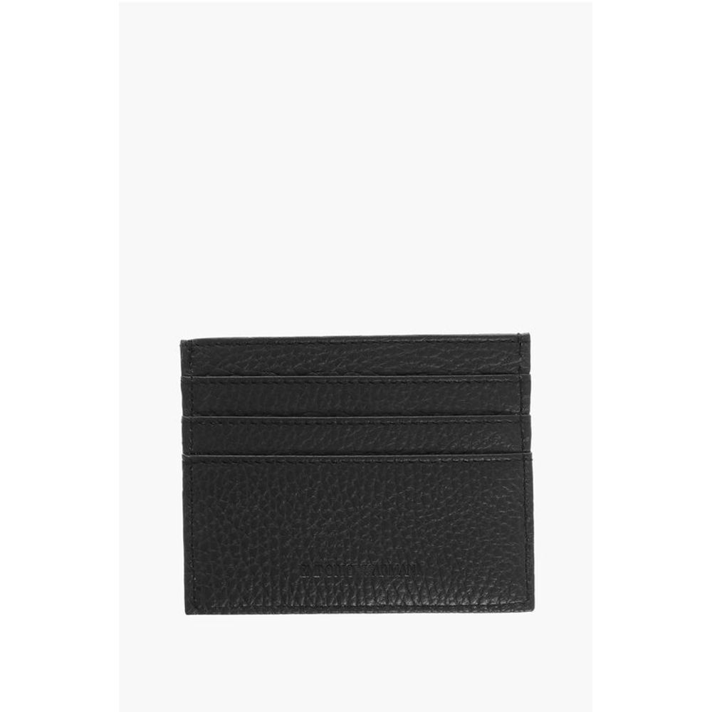 EMPORIO Textured Leather Card Holder with Embossed Logo