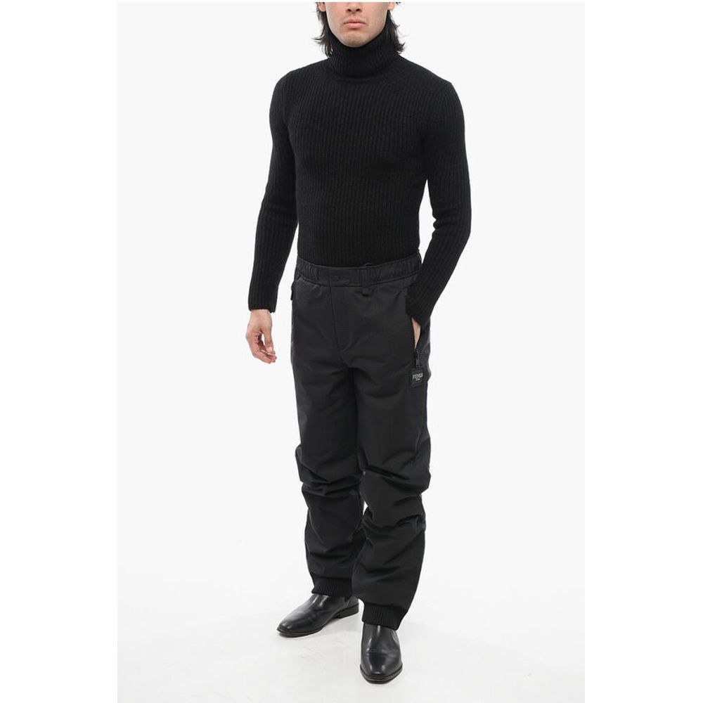 Nylon Ski Pants with Knitted Cuffs