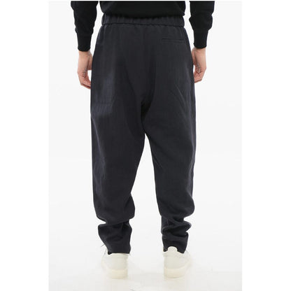 GIORGIO Single-pleated Pure Linen Pants with Elastic Waistba