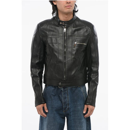 Leather Jacket with Zipped Sleeves