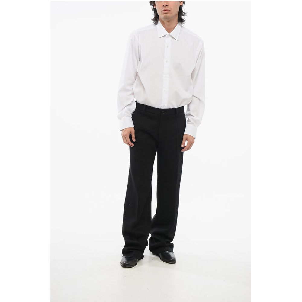 Cotton Blend Bootcut Pants with Belt Loops
