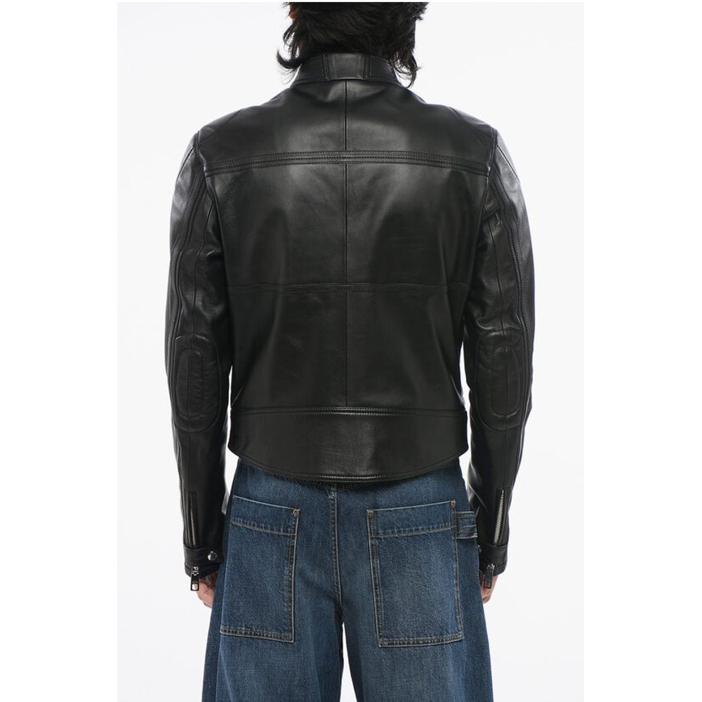 Leather Jacket with Zipped Sleeves
